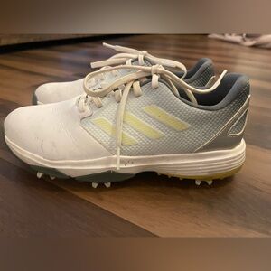 Adidas White and Gray Sneakers with Yellow Accents